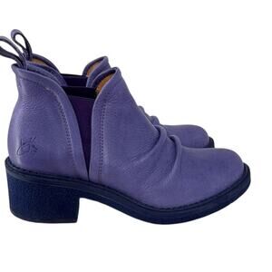 John Fluevog Roamer Purple Leather Slip On Ankle Boots Womens Size 8 Lagenlook